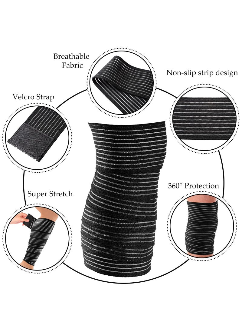 Sweet seven Elastic Calf Compression Bandage - Stabilizing Leg Sleeve for Men and Women, Joint Pain Relief, Sports - Adjustable Black (4 Pieces, 180 cm)  - Image 5