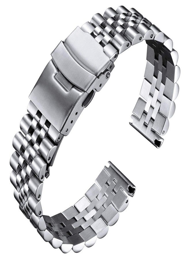 BINLUN Stainless Steel Watch Bands Replacement Metal Watch Straps Bracelet for Men and Ladies with 6 Colors (Black, Silver, Gold, Rose Gold, Gold/Rose Gold Two Tone) 5 Sizes (18mm 20mm 22mm 24mm 26mm) - Image 1