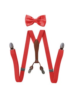 Generic Fashionable Trendy Unisex Elastic Adjustable Suspenders Anti-slip Universal Bib Pants For Adults Kids Loose Fitting Big Red 