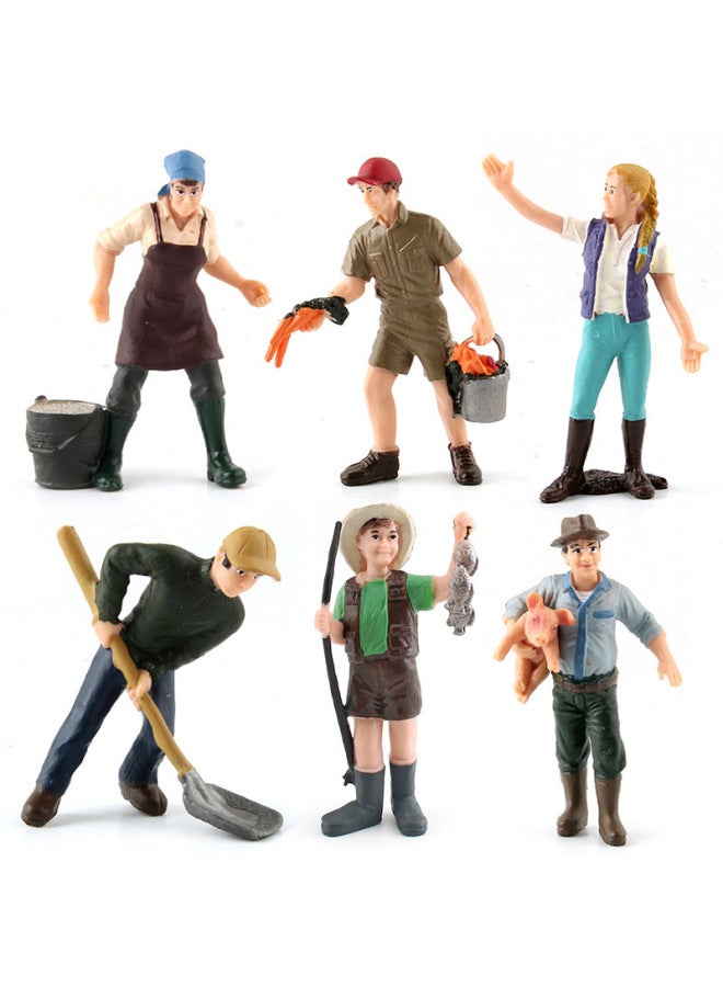 Realistic Farm Pasture Model Shepherd Feeder Farmer Farmer's Wife Figurines Sandbox Ornaments Handheld Toys-Color:T15077 Yellow Girl 9g - Image 4