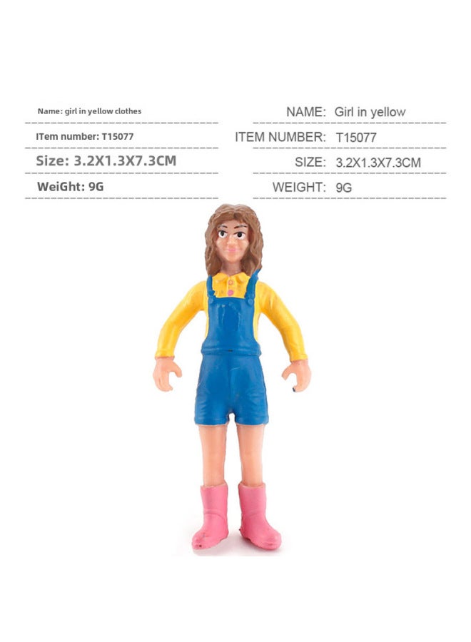 Realistic Farm Pasture Model Shepherd Feeder Farmer Farmer's Wife Figurines Sandbox Ornaments Handheld Toys-Color:T15077 Yellow Girl 9g - Image 1