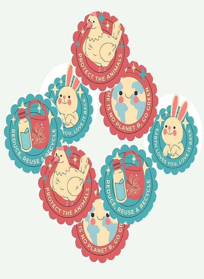 SLGIFT Vinyl Cute Animal Theme Sticker, Self-Adhesive Vinyl Stickers, 40 Pieces, 2 x 2 Inches Round Sticker, 4 Unique Designs, R173 - Image 3