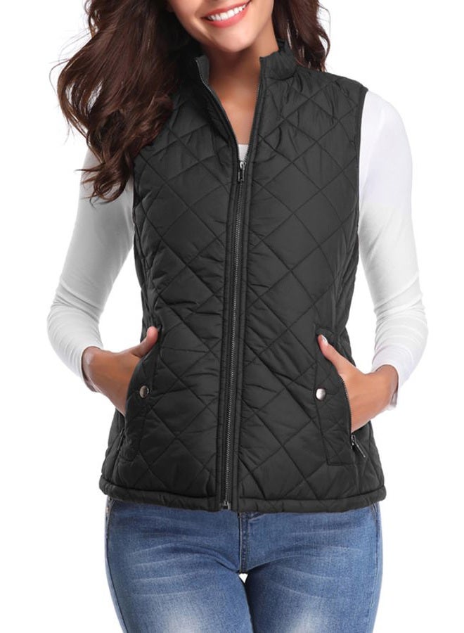 fuinloth Women's Sleeveless Coats, Lightweight Turtleneck Zip Down Jacket Winter Vest Black L - Image 1