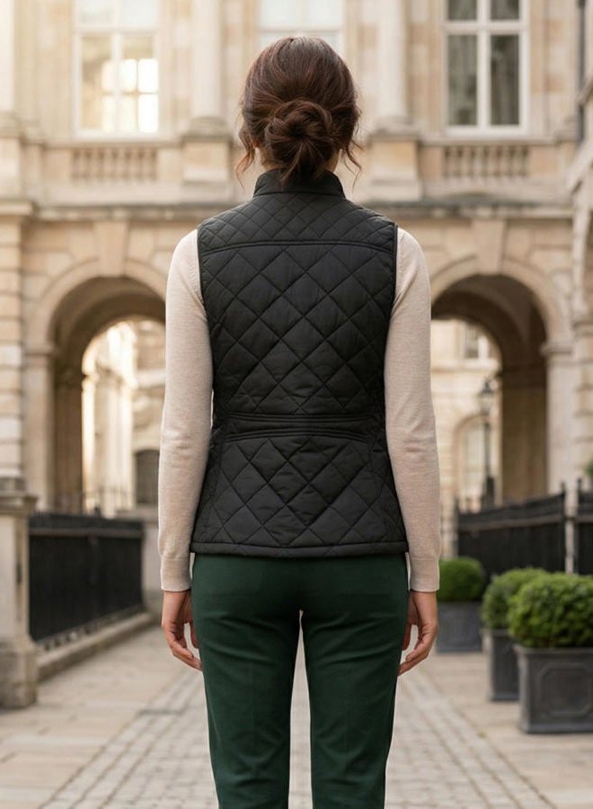 fuinloth Women's Sleeveless Coats, Lightweight Turtleneck Zip Down Jacket Winter Vest Black L - Image 5