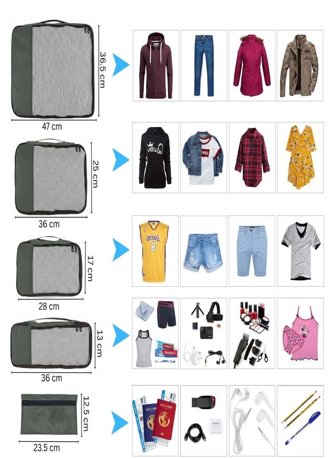 Aliens set of 5 Travel Luggage Storage Organizers Bags,Mesh Design, Toiletry Pouch,c Shoe Bag, suitcase organiser Packing Cubes for Clothes, gadget, Accessories, Cosmetic & Travel Essentials (Grey) - Image 5