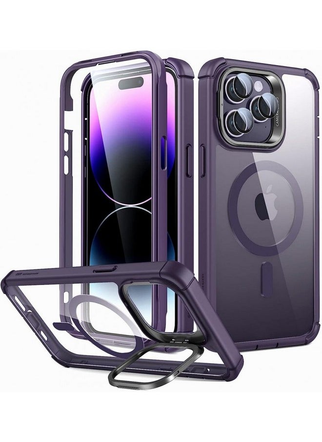 اي اس ار جراب ESR لهاتف iPhone 14 Pro Max، متوافق مع MagSafe، مقاوم للصدمات بالكامل، حماية من الدرجة العسكرية، TPU+PC، جراب هاتف مغناطيسي لهاتف iPhone 14 Pro Max، غطاء مسند للصدمات، شفاف بنفسجي  - Image 4