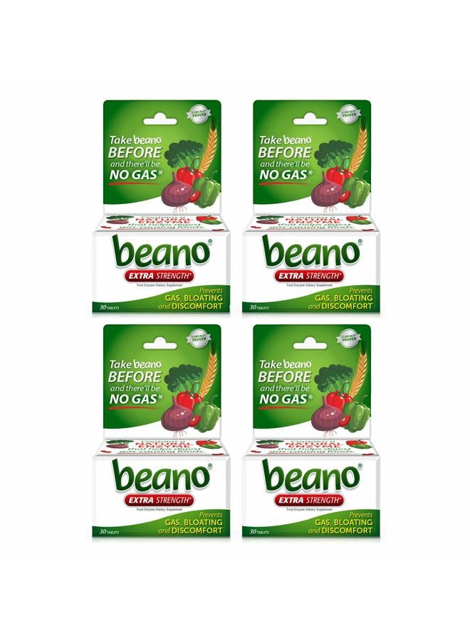 Beano Tablets- Take Beano To Help Digest Gas Causing Foods-30 Tablets Per Box, 4 Boxes Total-Packaging May Vary - Image 1