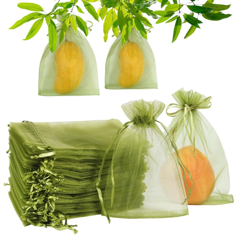 YQL YQL 100Pcs 4x6 Fruit Protection BagsFruit Netting BagsGarden Netting Bags with Drawstring for Protecting Fruits and Vegetables 