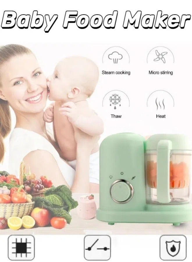 Baby Food Maker 4 in 1 Baby Food Processor and Steamer Baby Food Puree Maker with Self Cleans Multifunctional Baby Puree Maker, Dishwasher Safe, Green  - Image 1