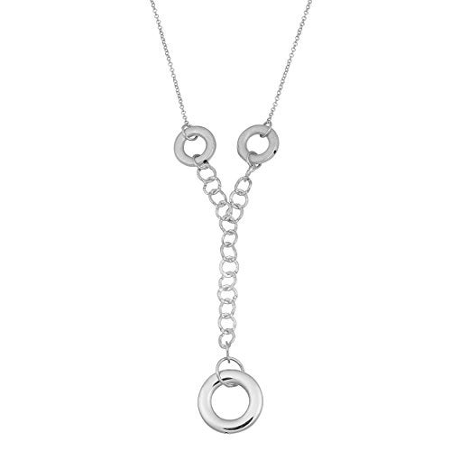 Kooljewelry Sterling Silver Round Link Adjustable Length Lariat Necklace - Image 1