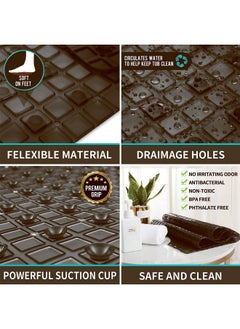 Kuber Industries Kuber Industries Non Slip Shower Mat|Bath Mat with Drain Holes |Suction Cups to Keep Floor Clean|Pack of 2 |Brown  - Image 3