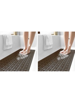 Kuber Industries Kuber Industries Non Slip Shower Mat|Bath Mat with Drain Holes |Suction Cups to Keep Floor Clean|Pack of 2 |Brown  - Image 1