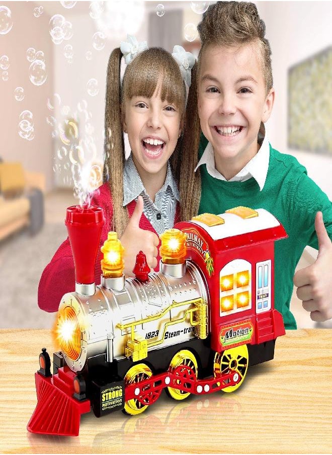 ArtCreativity - Bubble Blowing Toy Train with Lights and Sounds by ArtCreativity - Includes 5oz Bubble Solution and Plastic Funnel - Moving Bump and Go Steam Locomotive for Kids for Boys and Girls - Image 1