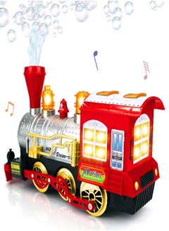 Bubble Blowing Toy Train with Lights and Sounds by ArtCreativity - Includes 5oz Bubble Solution and Plastic Funnel - Moving Bump and Go Steam Locomotive for Kids for Boys and Girls