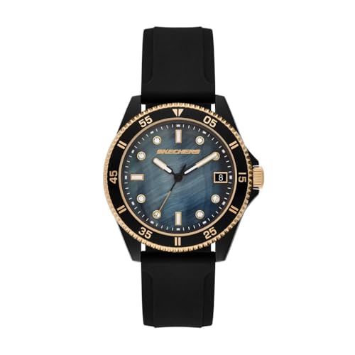 Skechers Women's Rosencrans Three Hand Date Black Silicone Watch - Image 1