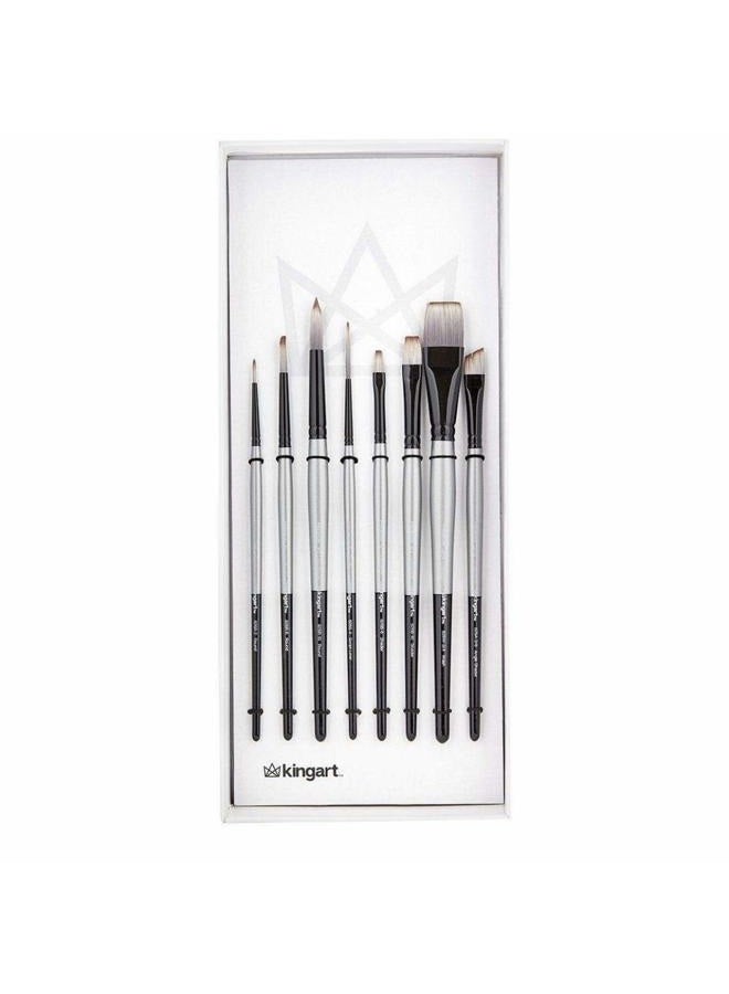 KingArt PREMIUM Stellar Synthetic Blend Mixed Media Paint Brush Set, Set of 8 - Image 1