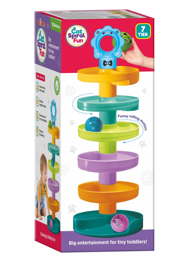 Toymate Cat Spiral Fun with Roll Swirling Ramps for Baby and Toddler Educational Development Toy Set - Image 1