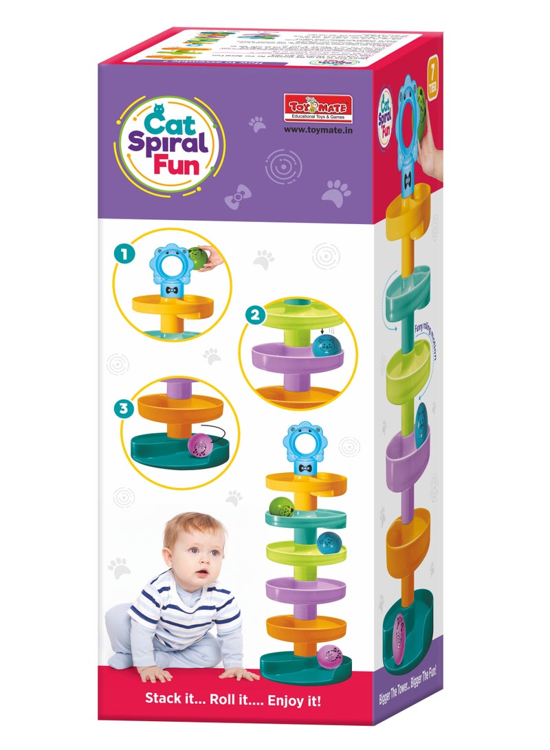 Toymate Cat Spiral Fun with Roll Swirling Ramps for Baby and Toddler Educational Development Toy Set - Image 2