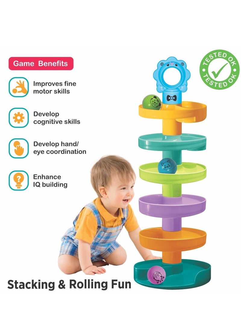 Toymate Cat Spiral Fun with Roll Swirling Ramps for Baby and Toddler Educational Development Toy Set - Image 3