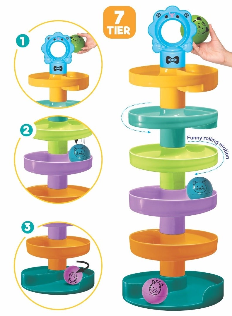 Toymate Cat Spiral Fun with Roll Swirling Ramps for Baby and Toddler Educational Development Toy Set - Image 5