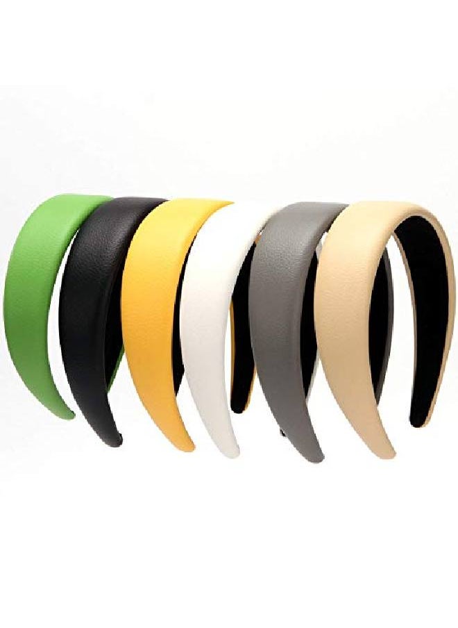 LONEEDY - 1.7 Inch Leather Hard Headband Wide Headband Padded Headband Hairband For Women (White) - Image 1