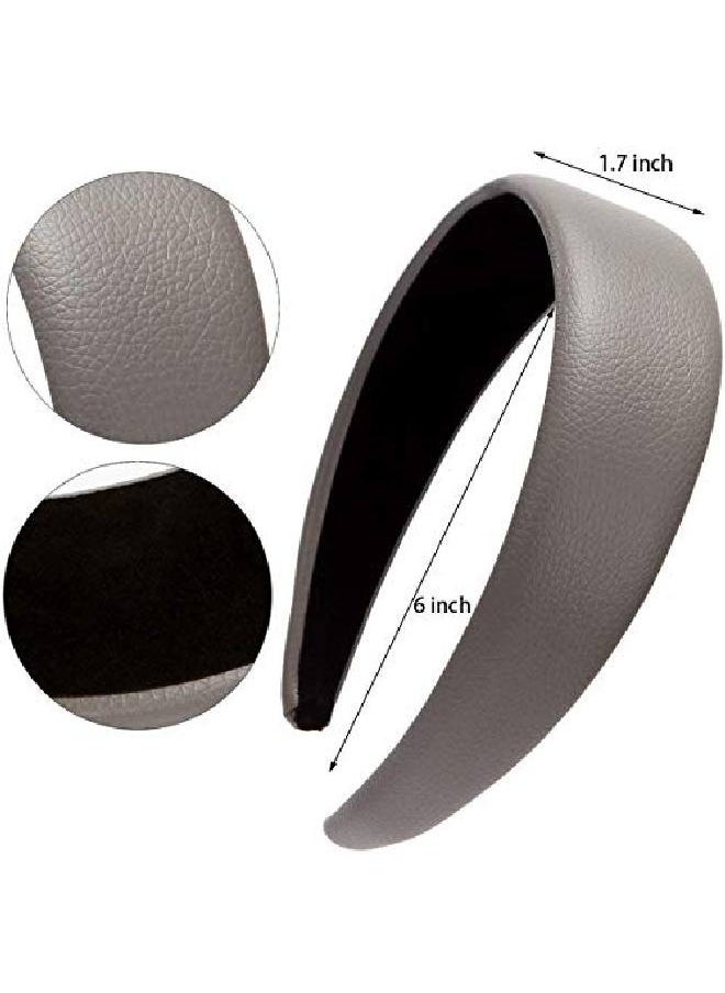 LONEEDY - 1.7 Inch Leather Hard Headband Wide Headband Padded Headband Hairband For Women (White) - Image 1