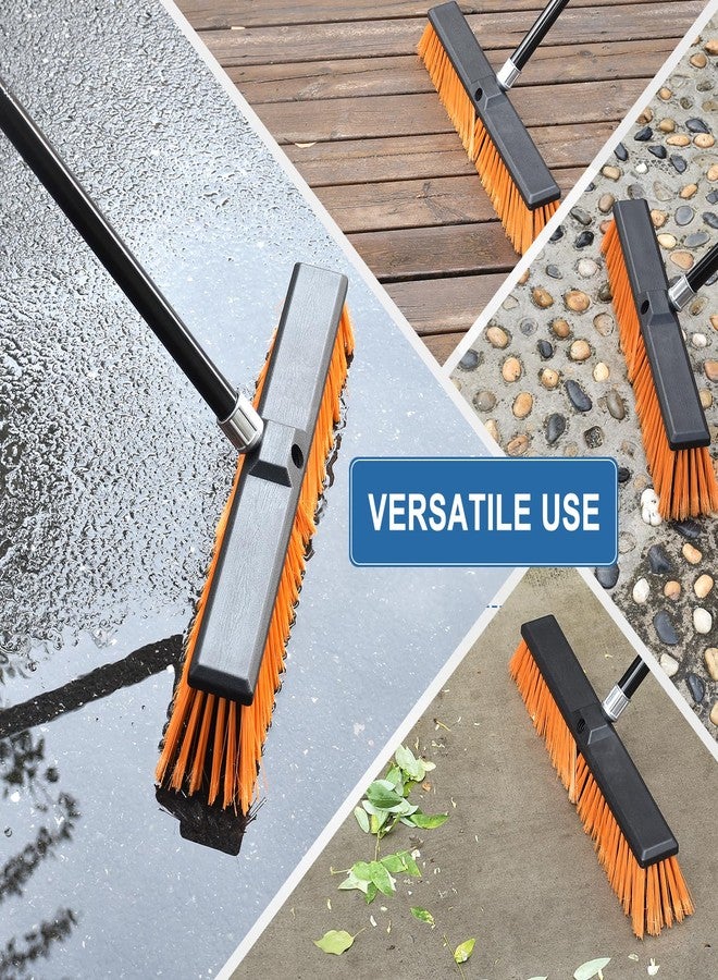 PBHEPJ 24 Inchs Push Broom Outdoor Heavy Duty, Shop Broom with 60" Long Handle for Cleaning Outdoor or Indoor Tile, Garage, Shop, Deck, Concrete, Wood, Stone, Patio Floor, 2 Pack - Image 5