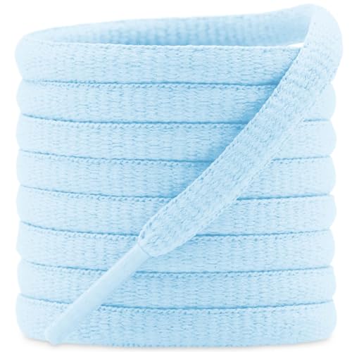 DELELE 2Pair Oval Shoes laces 42 Colors Half Round 1/4" Athletic ShoeLaces for Sport/Running Shoes Shoe Strings Light Blue -45 inch - Image 1