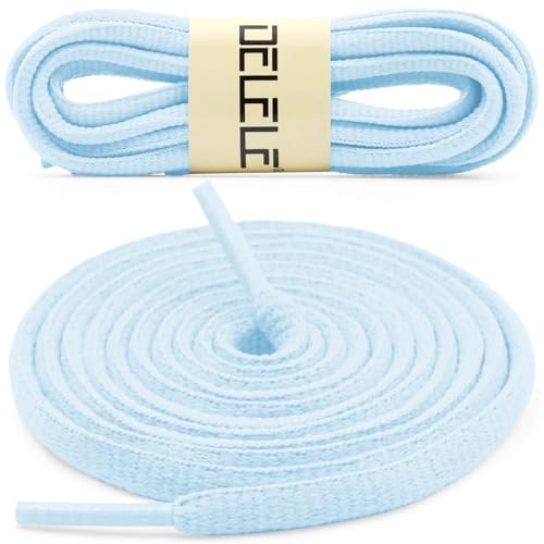 DELELE 2Pair Oval Shoes laces 42 Colors Half Round 1/4" Athletic ShoeLaces for Sport/Running Shoes Shoe Strings Light Blue -45 inch - Image 2