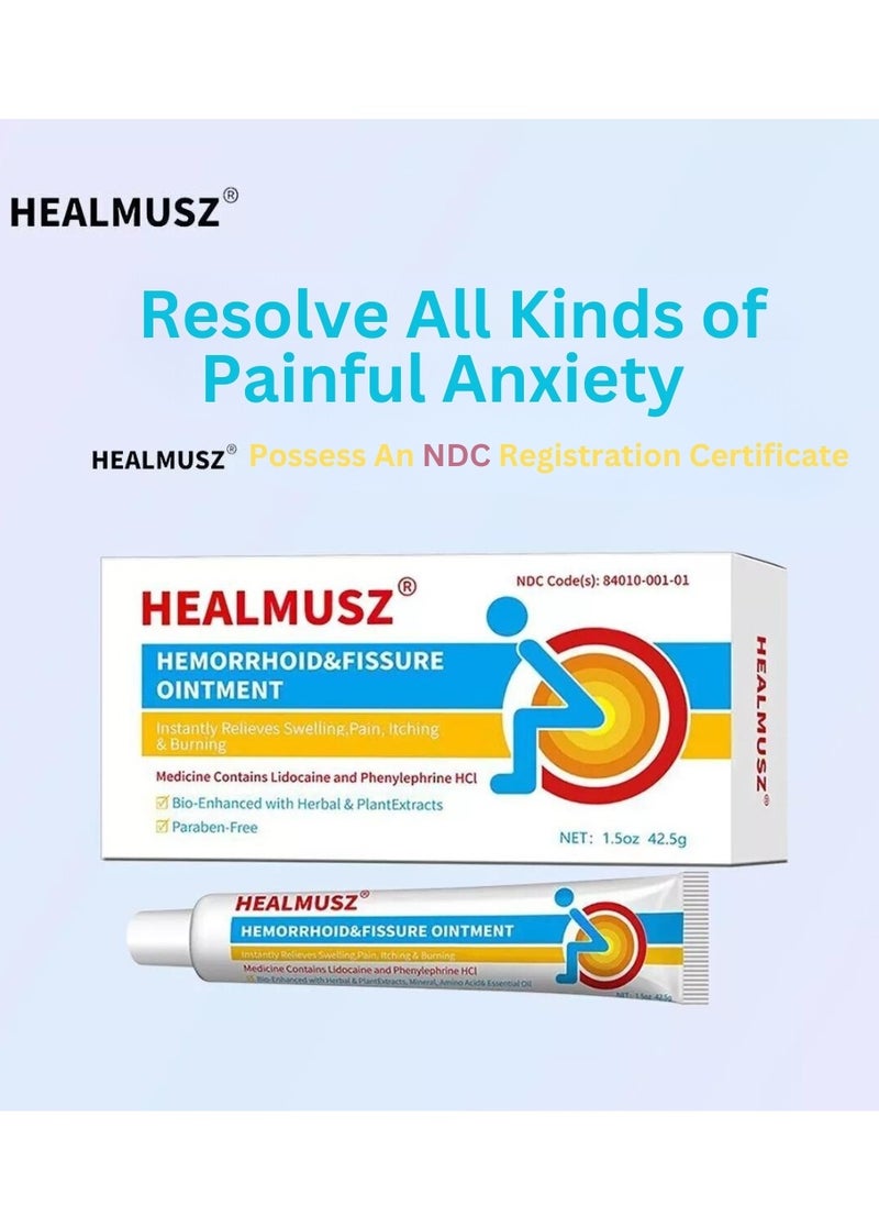 HEALMUSZ مرهم البواسير علاج البواسير مرهم البواسير والشق مرهم سريع الإغاثة كريم البواسير تركيبة شفاء علاج سريع المفعول مرهم أعراض البواسير 42.5 جرام  - Image 2