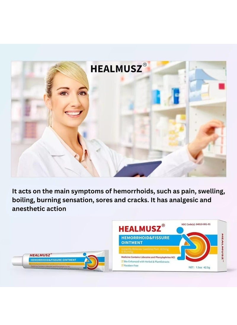 HEALMUSZ مرهم البواسير علاج البواسير مرهم البواسير والشق مرهم سريع الإغاثة كريم البواسير تركيبة شفاء علاج سريع المفعول مرهم أعراض البواسير 42.5 جرام  - Image 4