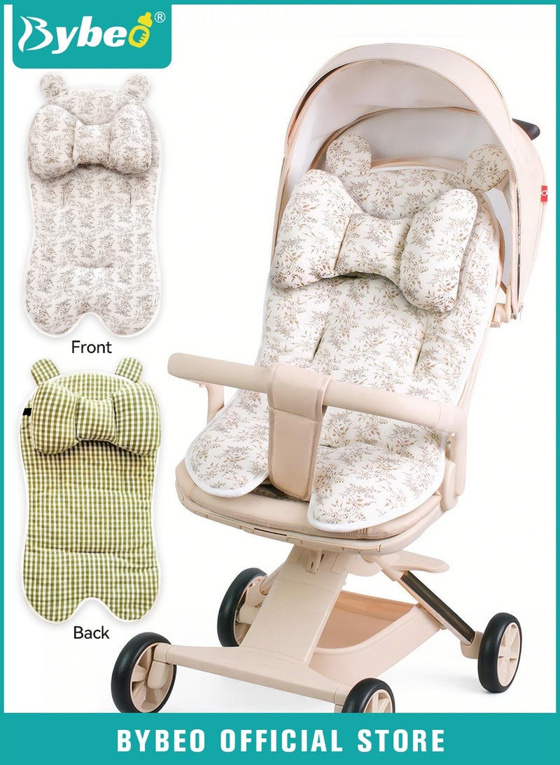 Bybeo Baby Stroller Cushion Pad, Universal Baby Car Seat Pad Liner, Double-Sided Use Infant Stroller Mat, Toddler Car Seat Insert Cushion, Baby Carriage Cushion Liner for Newborn Boys Girls - Image 1