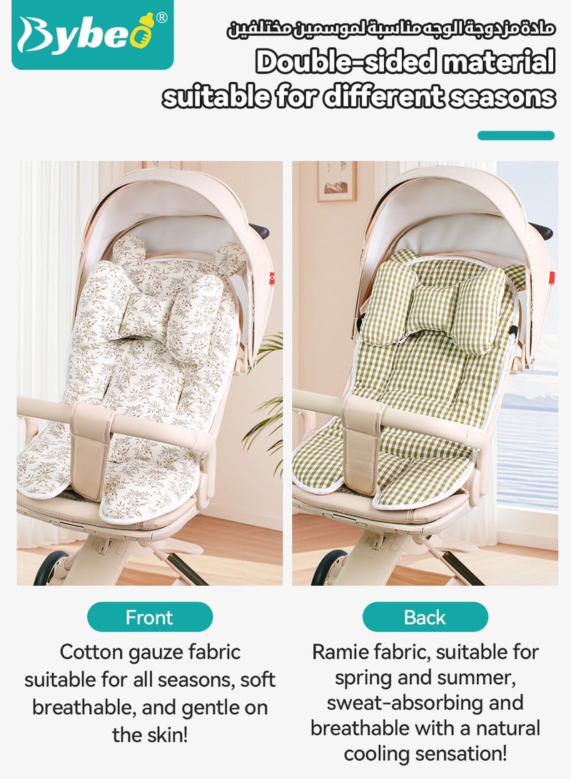 Bybeo Baby Stroller Cushion Pad, Universal Baby Car Seat Pad Liner, Double-Sided Use Infant Stroller Mat, Toddler Car Seat Insert Cushion, Baby Carriage Cushion Liner for Newborn Boys Girls - Image 3