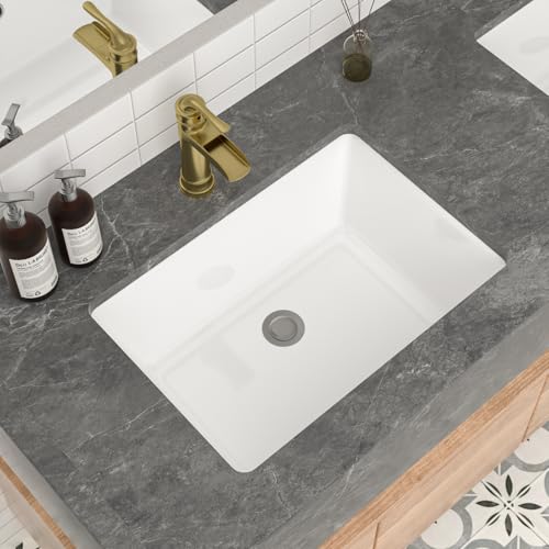 Mocoloo Bathroom Sink Undermount 22"x16" White Rectangle Porcelain Sink with Vertical Sides and Overflow Drain Under Counter Mount Ceramic Lavatory Vanity Sinks for Bathroom Hand Basin - Image 1