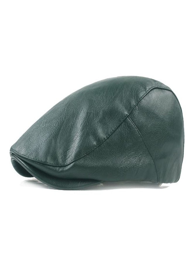 ASTOC Men Women Adjustable Leather Ivy Newsboy Caps Cabbie Beret Hat (US, Alpha, One Size, Green) - Image 1