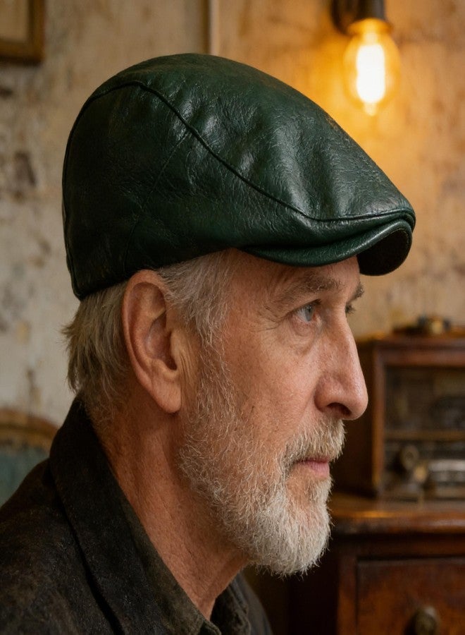 ASTOC Men Women Adjustable Leather Ivy Newsboy Caps Cabbie Beret Hat (US, Alpha, One Size, Green) - Image 2