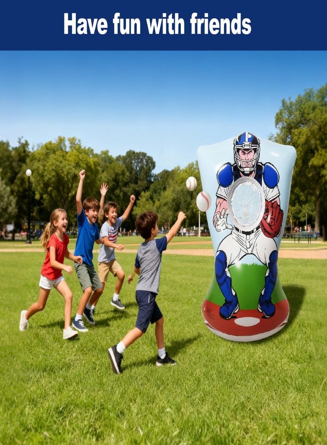 BCWATERFUNPD Inflatable Baseball Training Toss Game Inflatable Baseball Pitching Target for Kids, Double-Sided Outdoor & Indoor, Includes 4 Baseballs, Pump & Patch Kit Baseball Game Gifts for 36 Months+ - Image 5