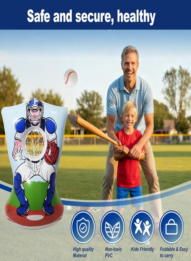 BCWATERFUNPD Inflatable Baseball Training Toss Game Inflatable Baseball Pitching Target for Kids, Double-Sided Outdoor & Indoor, Includes 4 Baseballs, Pump & Patch Kit Baseball Game Gifts for 36 Months+ - Image 4
