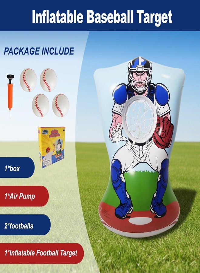 BCWATERFUNPD Inflatable Baseball Training Toss Game Inflatable Baseball Pitching Target for Kids, Double-Sided Outdoor & Indoor, Includes 4 Baseballs, Pump & Patch Kit Baseball Game Gifts for 36 Months+ - Image 3