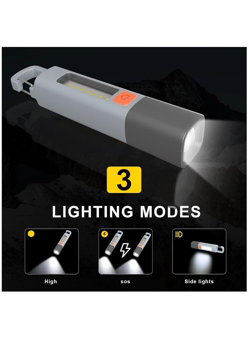 LED Rechargeable Flashlight, 100000 High Lumens, Zoomable USB Rechargeable Flashlight, 3 Modes with COB Work Light, Small Flashlight for Camping, Emergency Flashlight, 2 Pack - Image 2
