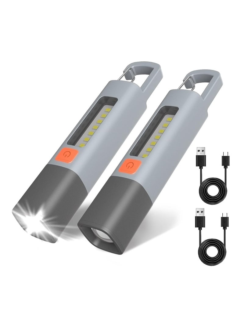 LED Rechargeable Flashlight, 100000 High Lumens, Zoomable USB Rechargeable Flashlight, 3 Modes with COB Work Light, Small Flashlight for Camping, Emergency Flashlight, 2 Pack - Image 1