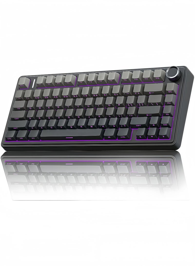 أولا لوحة مفاتيح F75 الميكانيكية بسدادة، لوحة مفاتيح لاسلكية بنسبة 75% قابلة للتبديل الساخن أثناء التشغيل للعب، مع حشو بخمس طبقات ومقبض، بلوتوث/2.4 جيجاهرتز/يو إس بي-سي، إضاءة آر جي بي (التدرج الأسود ) - Image 1