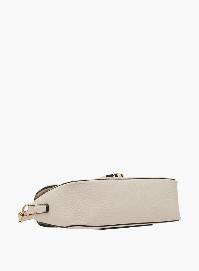 ELLE Women Monogram Accent Crossbody Bag with Detachable Strap and Flap Closure