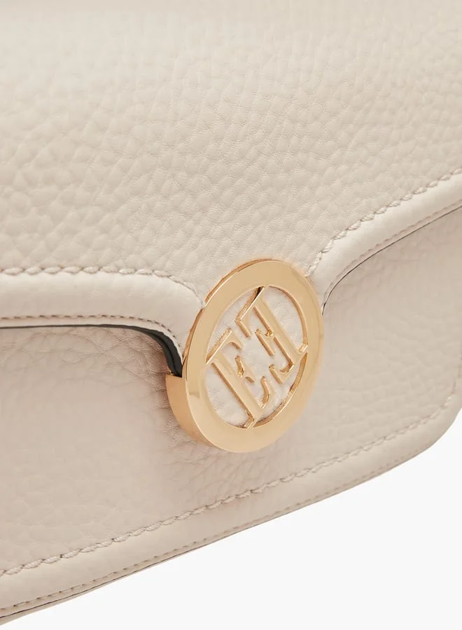 ELLE Women Monogram Accent Crossbody Bag with Detachable Strap and Flap Closure