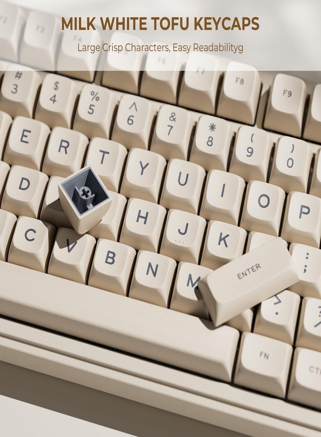 OHY XVX Creamy PBT Keycaps -Tofu Block Themed 132 Keys MDA Profile Doubleshot Keycap Set | Universal Compatibility for MX-Style Switches Mechanical Keyboards-Creamy White - Image 5