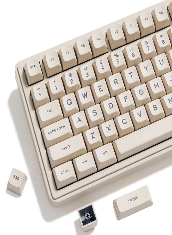OHY XVX Creamy PBT Keycaps -Tofu Block Themed 132 Keys MDA Profile Doubleshot Keycap Set | Universal Compatibility for MX-Style Switches Mechanical Keyboards-Creamy White - Image 1