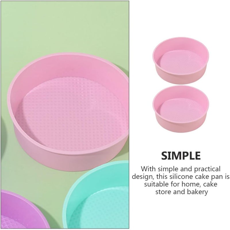 2pcs 20cm round Silicone Cake Pans Nonstick Muffin and Cheesecake Baking Molds for DIY Baking, Pink Bakeware Set for Home and Kitchen Use - Image 3