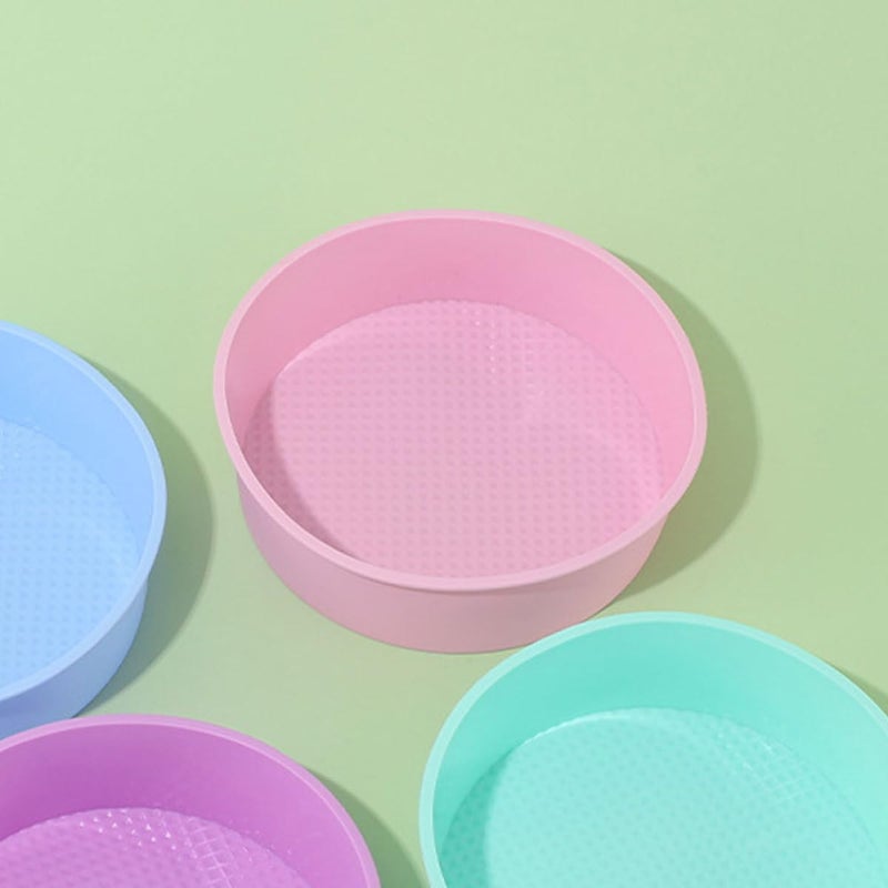 2pcs 20cm round Silicone Cake Pans Nonstick Muffin and Cheesecake Baking Molds for DIY Baking, Pink Bakeware Set for Home and Kitchen Use - Image 5