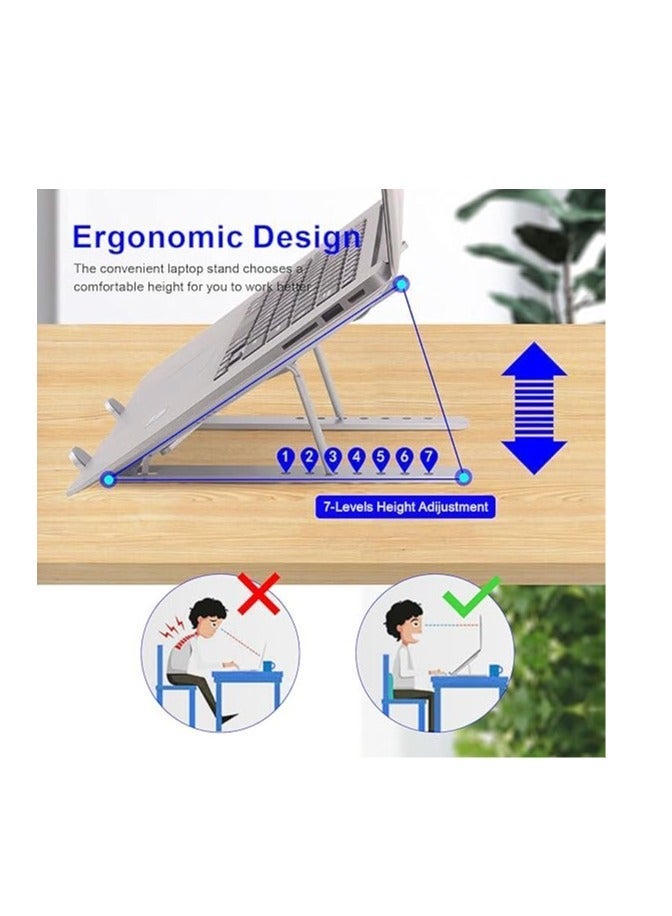 حامل لابتوب قابل للتعديل والطي بتصميم مانع للانزلاق مع 7 زوايا استخدام مناسب لأجهزة اللابتوب والتابلت والماك بوك والايباد للاستخدام المكتبي والدراسة والسفر - Image 3