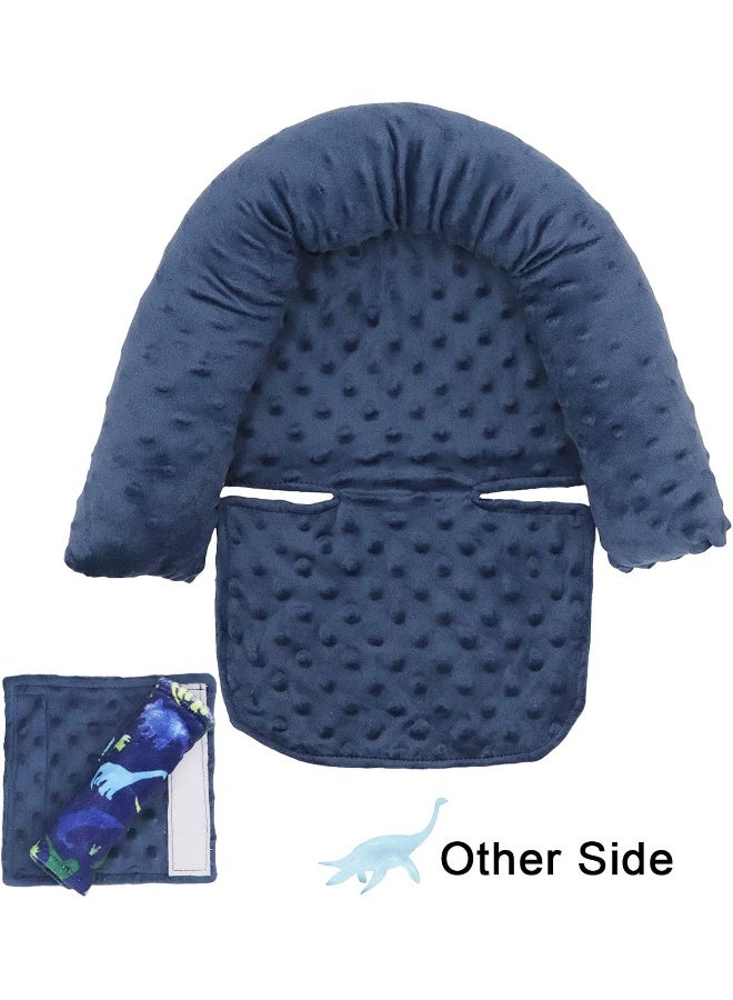 TANOFAR Baby Carseat Headrest, Dinosaur Baby Carseat Head Support and Strap Cover, Minky Infant Head Support Pillow, Toddler Headrest Cushion Pad for Carseat Canopy Strollers Carrier - Image 3
